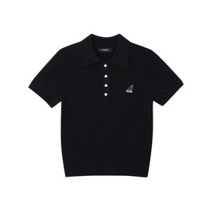 우먼스 케이블 폴로 니트 1917 블랙