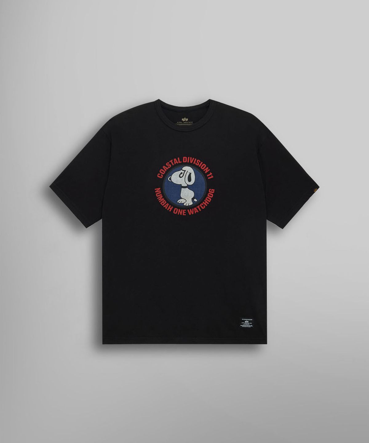 알파 인더스트리(ALPHA INDUSTRIES) 릴랙스드 워치 독 티셔츠 블랙