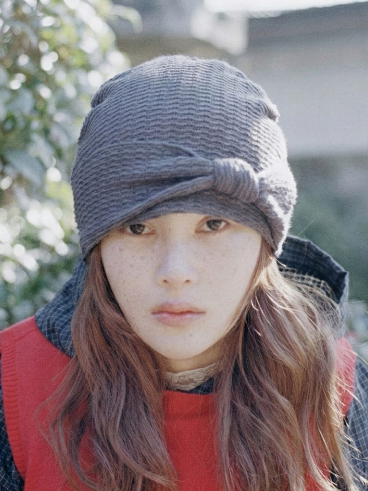 포에지담(POESIEDAME) TIE KNIT BEANIE IN GRAY