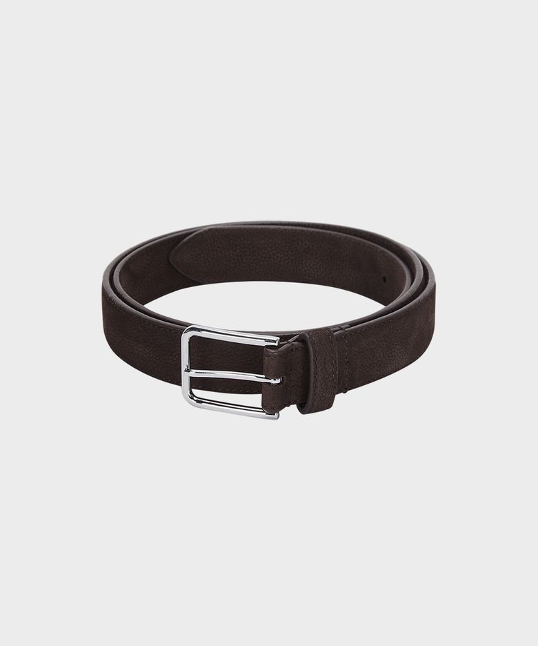 Nubuck Buckle Belt Brown