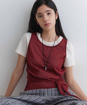 슬리브리스 레이어드 반팔 티셔츠 NEW6ME301