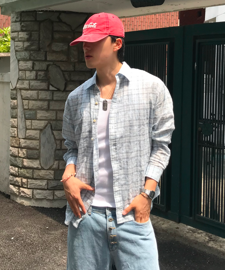 오버핏 체크 셔츠_SPYCG37C01