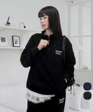 Textured Waffle Half Zip-Up Sweatshirt_2 Colors