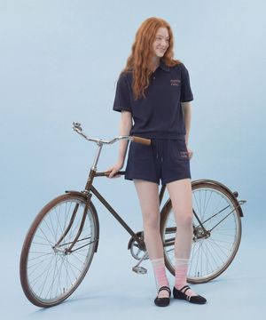 [SET] Textured Waffle Collar Half Set-Up_Navy