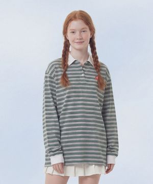 Multi Strip Collar Long Sleeve_Melange Gray