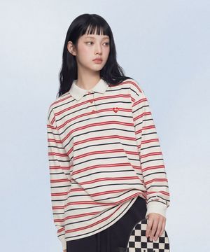 Multi Strip Collar Long Sleeve_Ivory