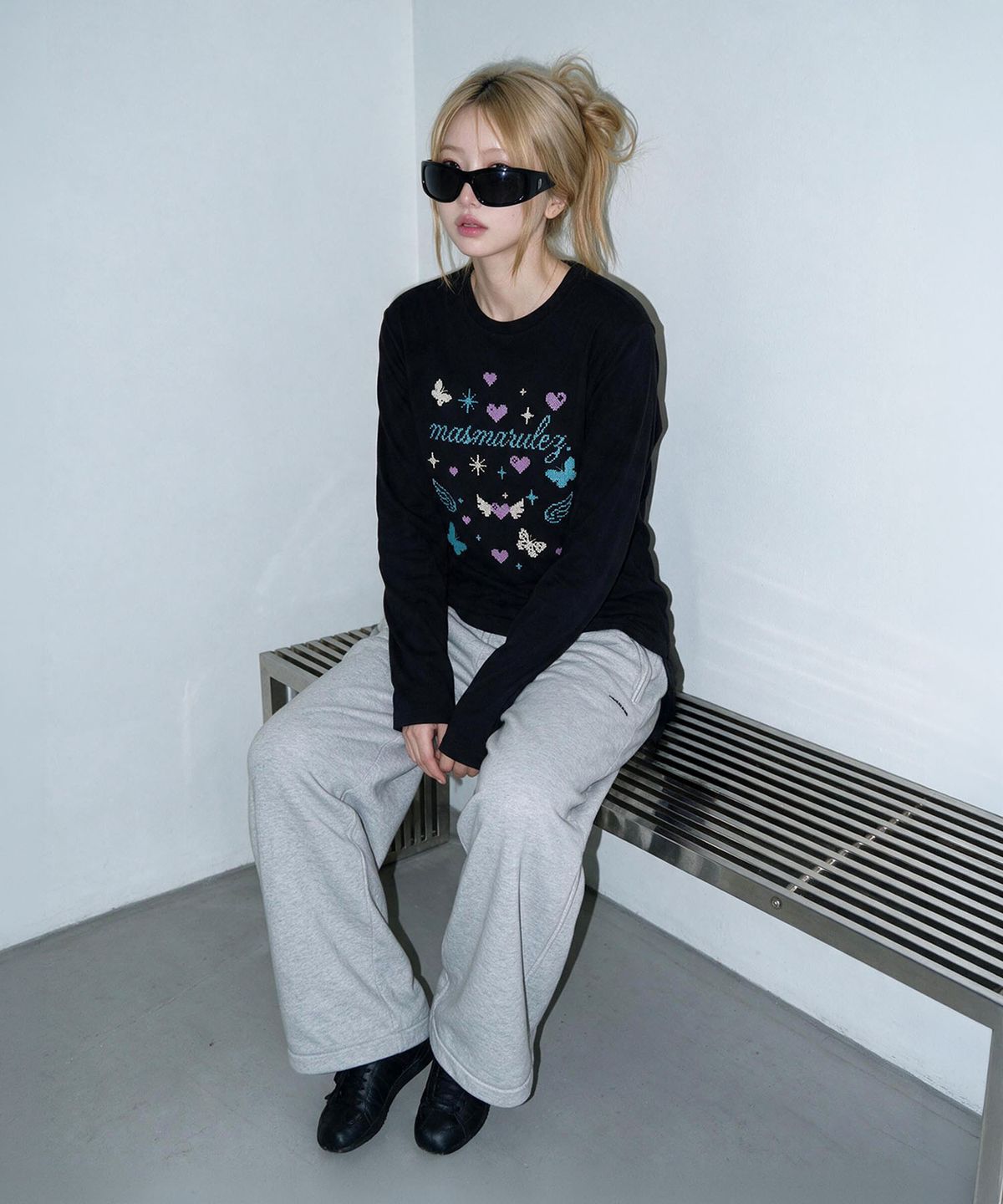 마스마룰즈 어패럴(MASMARULEZ APPAREL) Cross Doodle Long Sleeve_Black