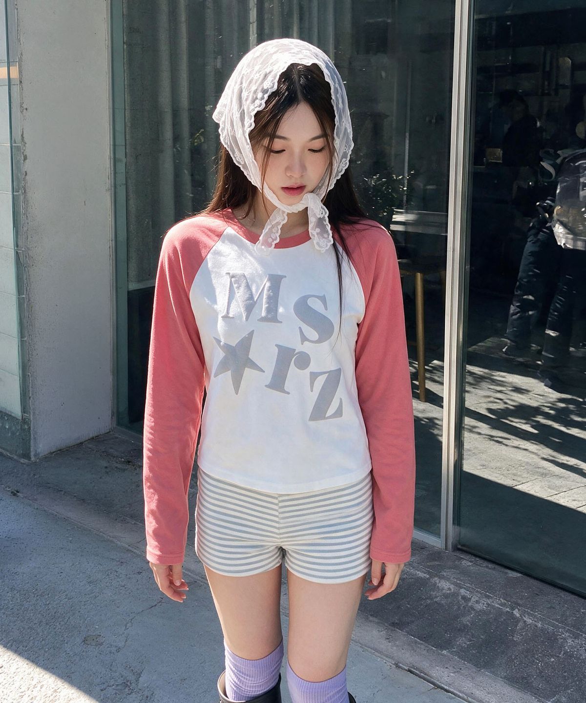 마스마룰즈 어패럴(MASMARULEZ APPAREL) Typo Raglan Long Sleeve_Indie Pink