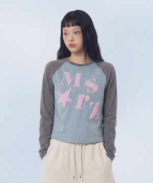 Typo Raglan Long Sleeve_Sky Blue