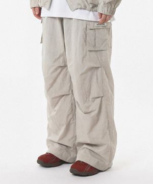 Essential Parasuit Shirring Cargo Pants_Light Gray
