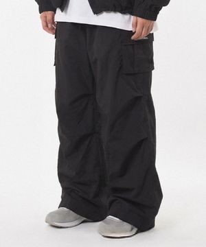 Essential Parasuit Shirring Cargo Pants_Black
