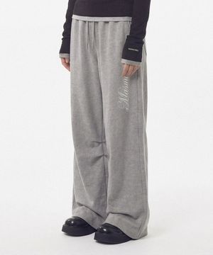 Side Letter Flare Sweatpants_Melange Gray