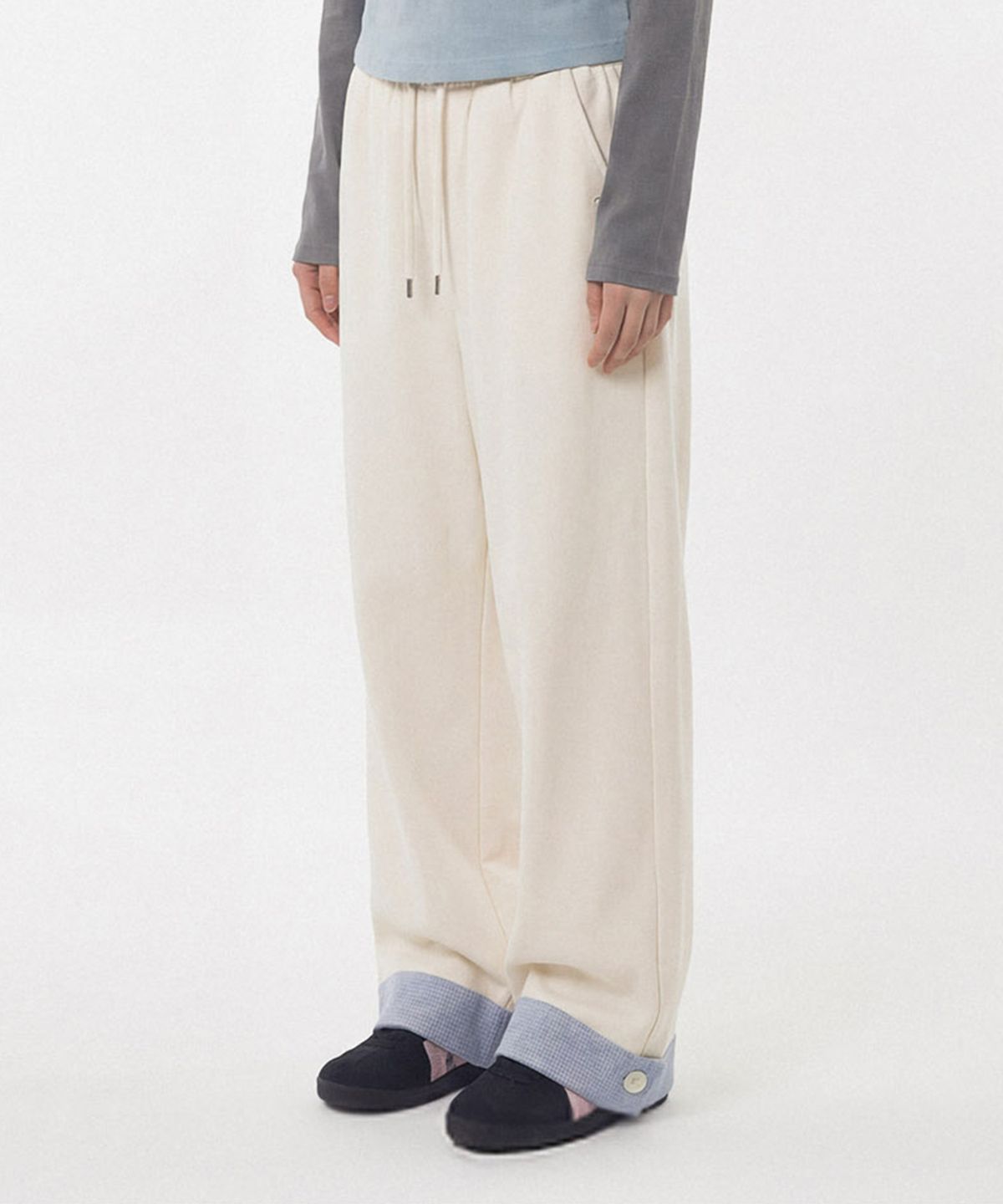 마스마룰즈 어패럴(MASMARULEZ APPAREL) Check Hem Comfort Pants_Ivory