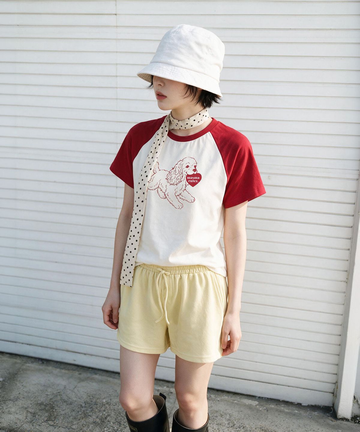 마스마룰즈 어패럴(MASMARULEZ APPAREL) Puppy Lulu Raglan T-Shirt_Red