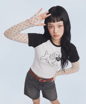 Puppy Lulu Raglan T-Shirt_Black