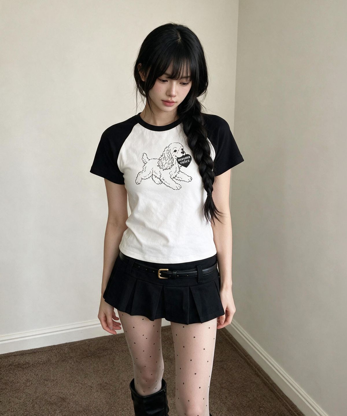 마스마룰즈 어패럴(MASMARULEZ APPAREL) Puppy Lulu Raglan T-Shirt_Black