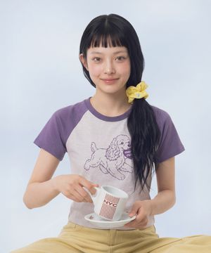 Puppy Lulu Raglan T-Shirt_Purple