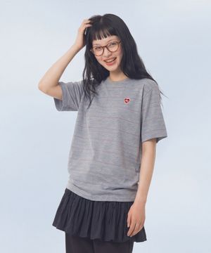 Daily Cotton Stripe T-Shirt_Melange Gray