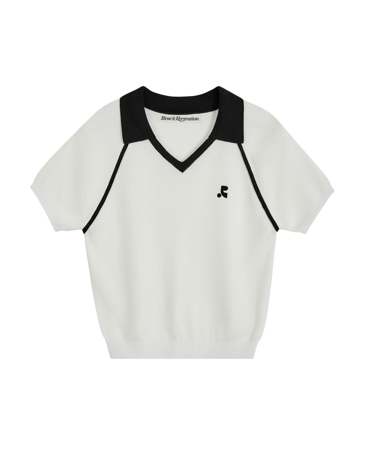 레스트앤레크레이션(REST&RECREATION) V-NECK COLLAR KNIT TOP - WHITE