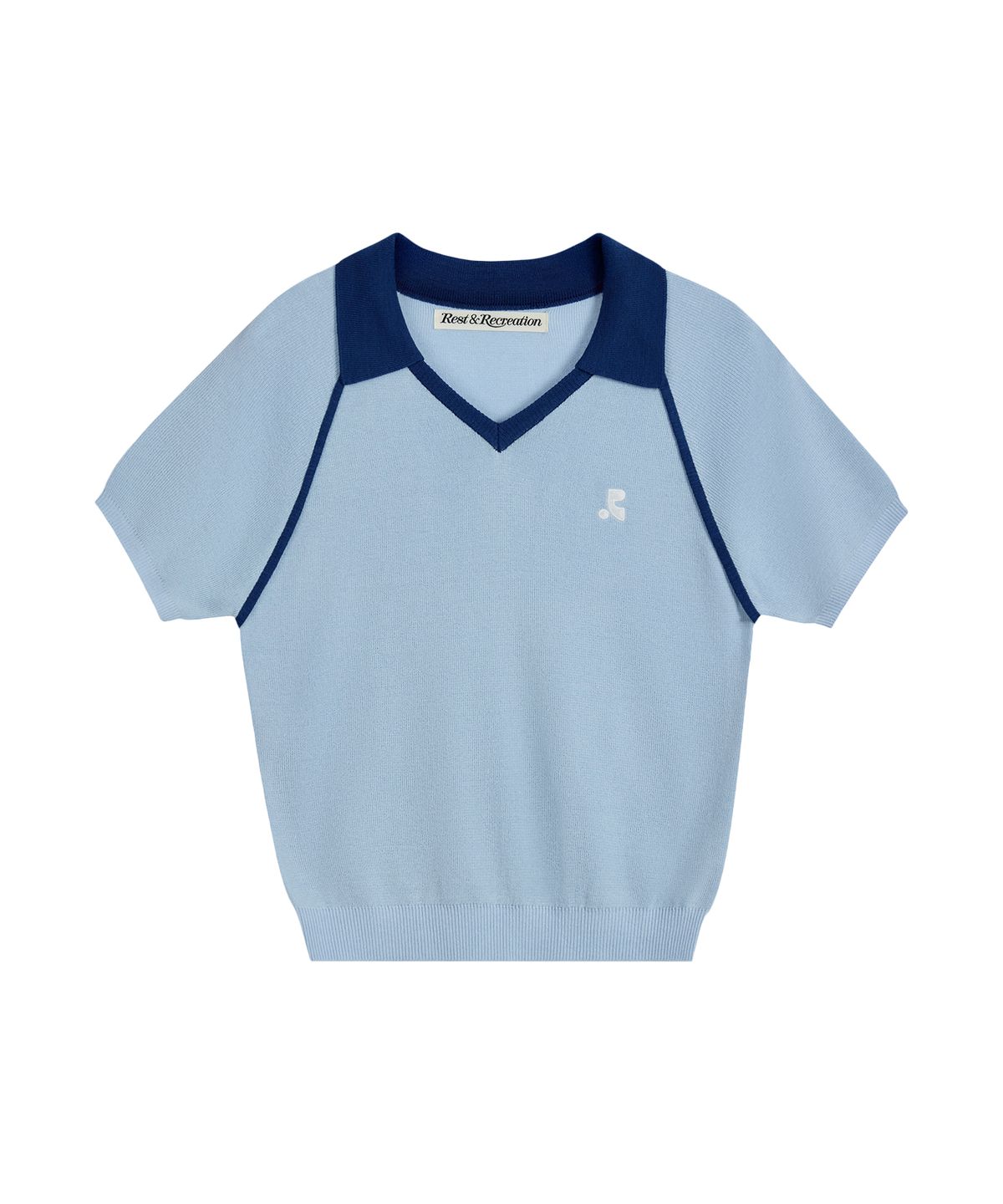 레스트앤레크레이션(REST&RECREATION) V-NECK COLLAR KNIT TOP - SKY BLUE