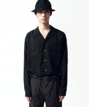 텐셀 개버딘 오픈칼라 셔츠 BLACK