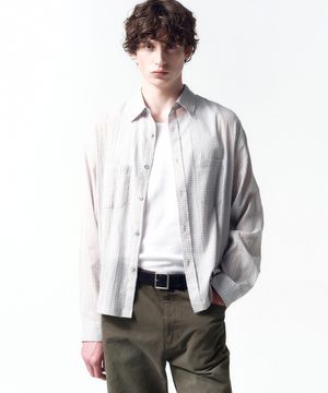 라이트웨이트 크롭 체크 셔츠 LIGHT GREY