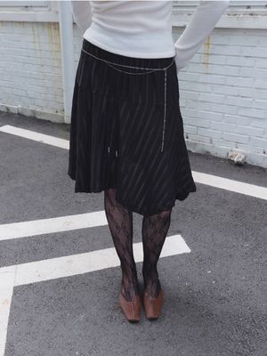 ARIA FLARED MIDI SKIRT_BLACK