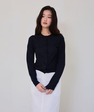 Shawl Collar Knit Cardigan (Navy)