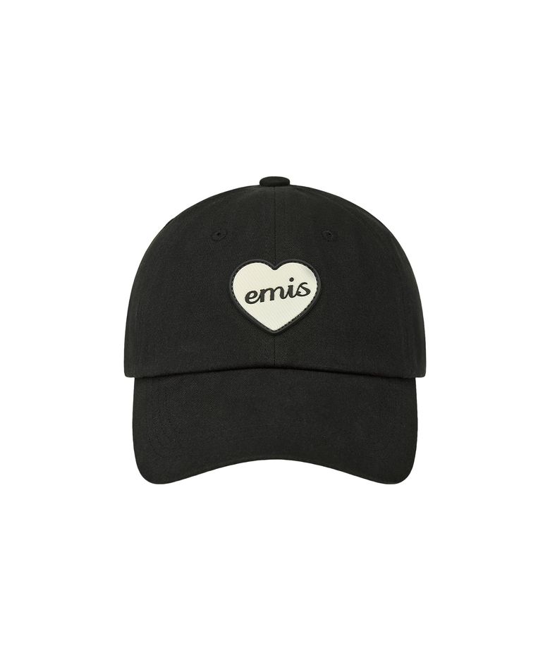 HEART RUBBER PATCH BALL CAP-BLACK