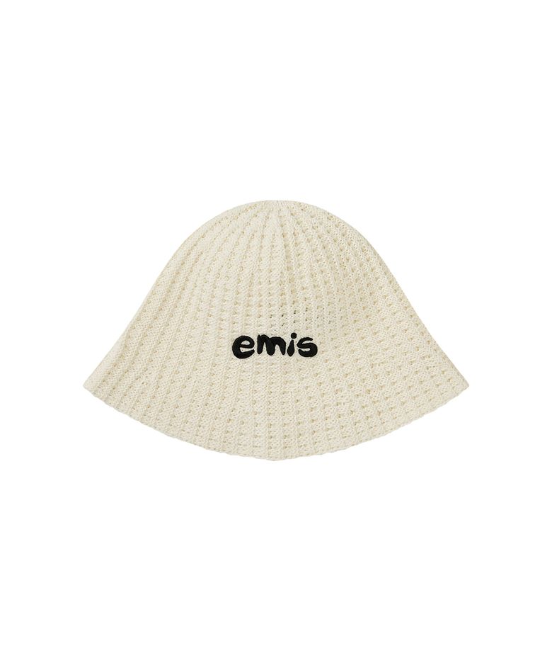COASTAL WAFFLE KNIT BUCKET HAT-WHITE