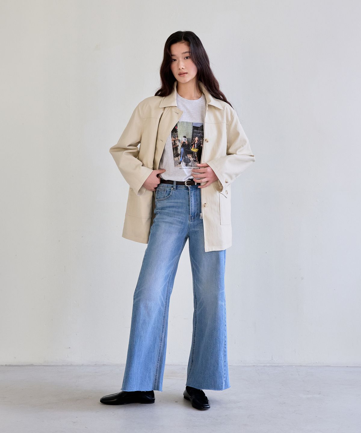 더엘로(THEELO) 사이드 패널 디테일 데님 팬츠 (Light Blue)