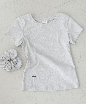 SCRUNCHIE SET SLIM FIT T SHIRT WHITE MELANGE