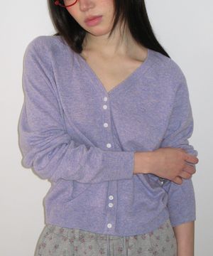 BUTTON POINT V NECK KNIT CARDIGAN SOFT PURPLE