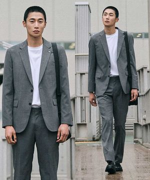 WOOL 49% 에센셜 스트레치 수트 세트_그레이 (클래식핏)_SSJVB63SET