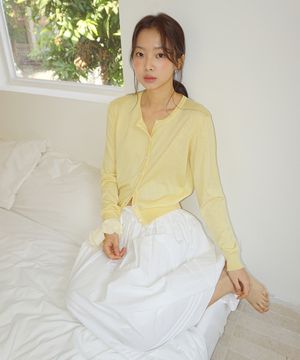 (woman) 시어 블렌드 가디건_Yellow