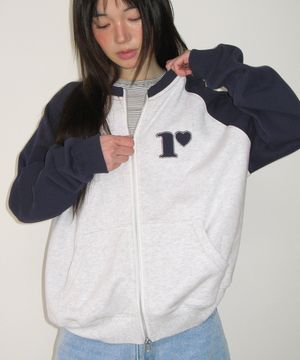 COLLARLESS RAGLAN ZIP UP WHITE MELNAGE