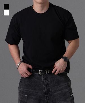 크롭 무지 16수 헤비웨이트 반팔 티셔츠