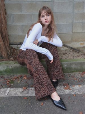 GINA LEOPARD SWEAT PANTS_BROWN