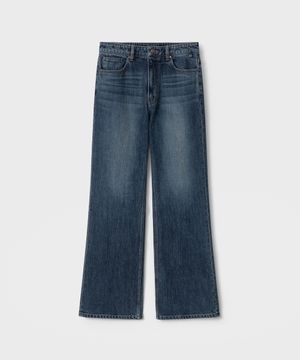 트루 플레어 데님 팬츠 - 워시드 딥 인디고