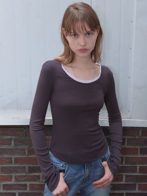 HERRY U-NECK T-SHIRT_CHARCOAL