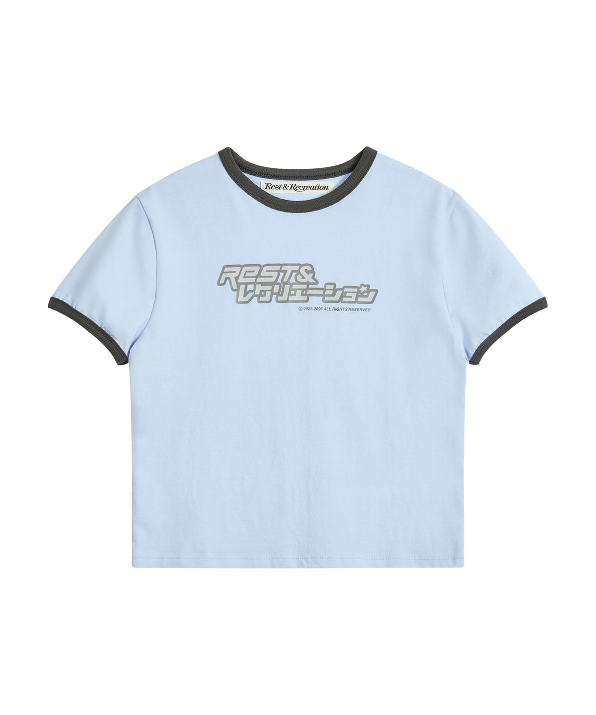 레스트앤레크레이션(REST&RECREATION) ANIME LOGO RINGER T-SHIRT - SKY BLUE