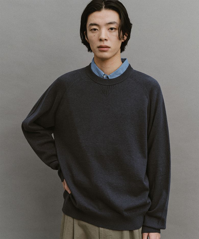Whole Garment Crew-Neck Knit (Indigo Blue)