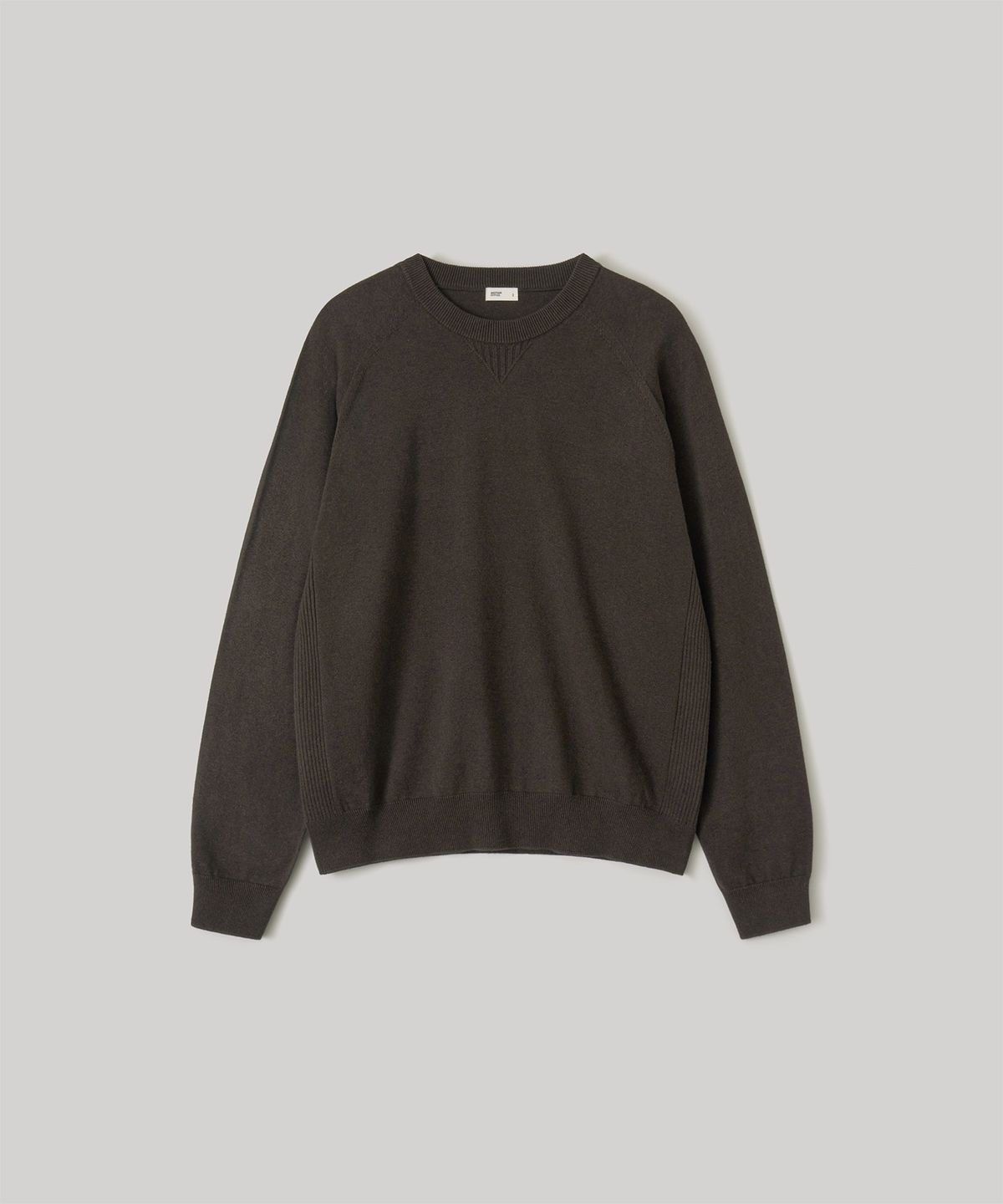 어나더 오피스(ANOTHER OFFICE) Whole Garment Crew-Neck Knit (Dark Brown)