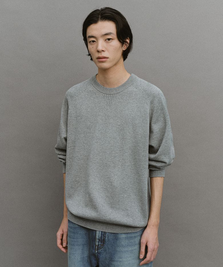 Whole Garment Crew-Neck Knit (Heather Gray)