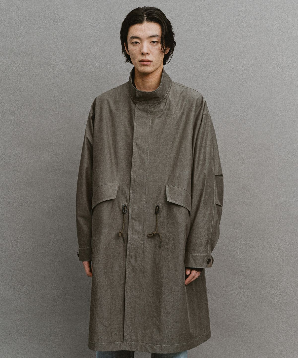 어나더 오피스(ANOTHER OFFICE) Silk Nep Mods Coat (Khaki)