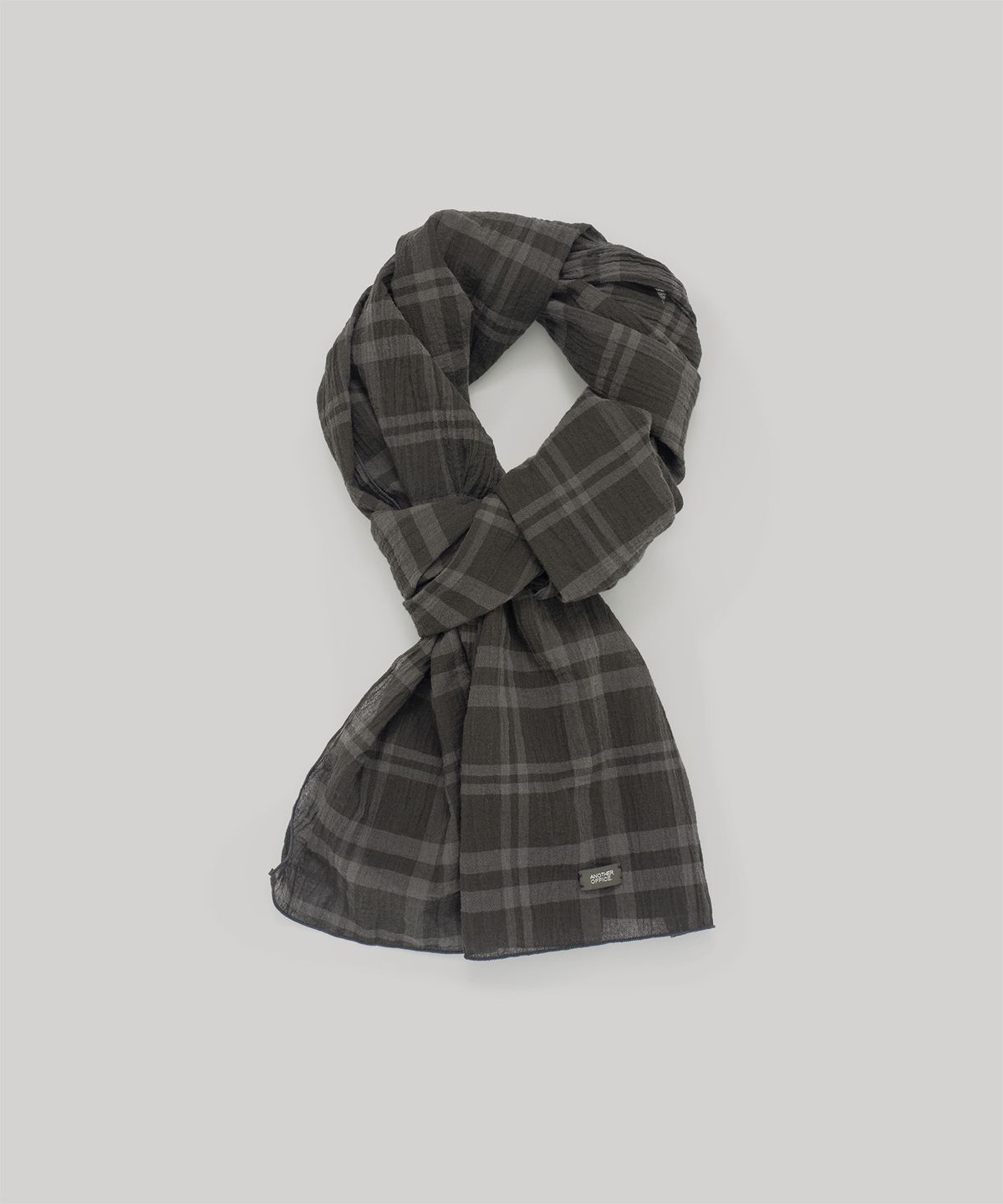 어나더 오피스(ANOTHER OFFICE) Zephyr Washed Scarf (Charcoal Brown Check)