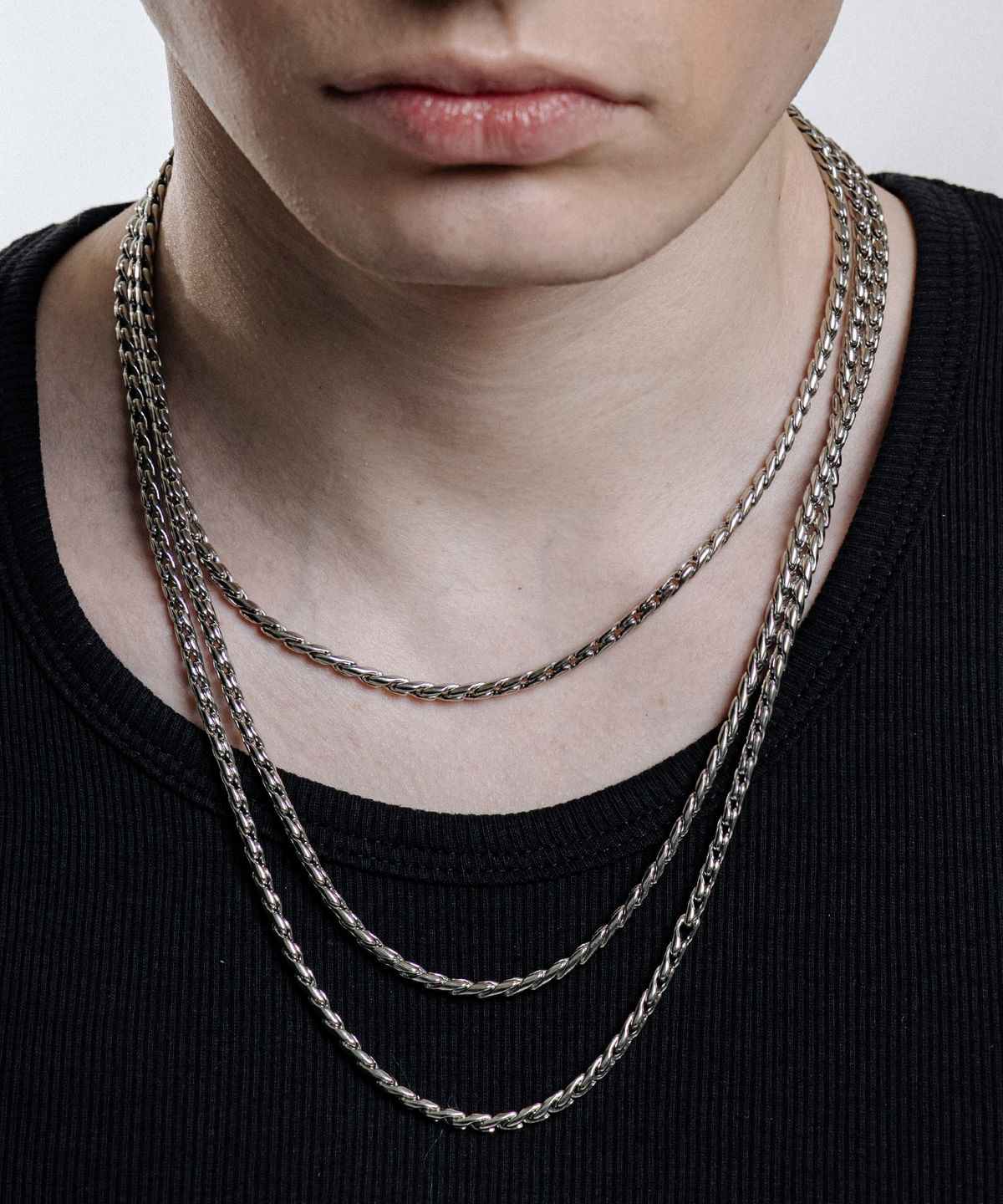 스칼렛또블랙(SCALETTOBLACK) RAM010 Flux Silver Chain Necklace #