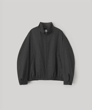 Wool Serge Track Blouson (Black Grid)
