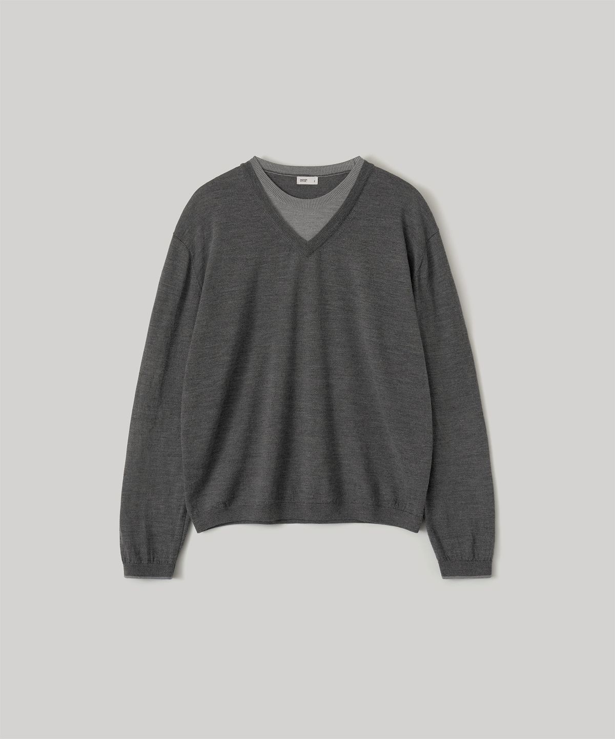 어나더 오피스(ANOTHER OFFICE) Current Layered V-Neck Knit (Charcoal)