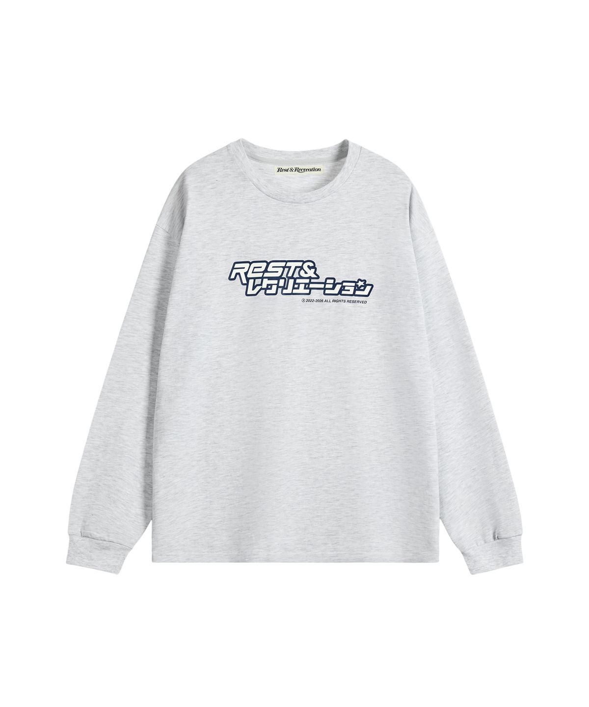 레스트앤레크레이션(REST&RECREATION) ANIME LOGO LONG SLEEVE TOP - LIGHT GREY